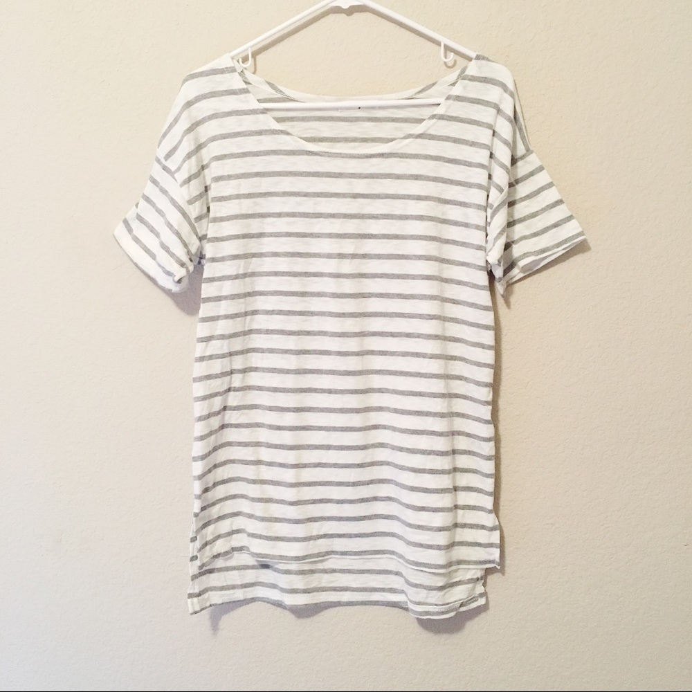 Gray and white stripe top